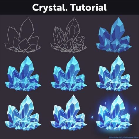 I really loved the glow on this one so I wanted to share this tutorial C Fantasy Crystal Art, Crystal Tutorial, Crystal Drawing, Seni Pop, الفن الرقمي, Výtvarné Reference, Siluete Umane, Seni Cat Air, Coloring Tutorial