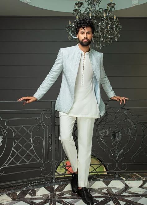 Buy Mushq Cotton Festive Coat for Men - ETHER (C) - Online in Pakistan Prince Coat For Men, Sangeet Outfit For Men, Indowestern Outfits For Men, Indo Western Outfits For Men, Traditional Indian Mens Clothing, Engagement Dress For Men, Kurta Designs Men's, Reception Suits, Indian Wedding Suits Men