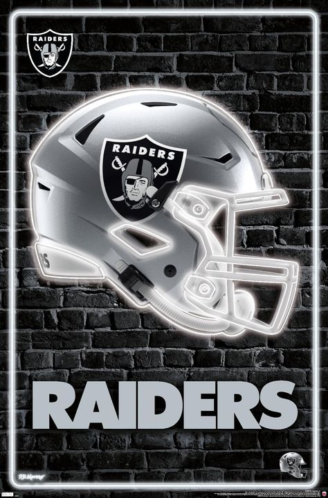 PRICES MAY VARY. This Trends NFL Las Vegas Raiders - Neon Helmet 23 Wall Poster uses high-resolution artwork and is printed on PhotoArt Gloss Poster Paper which enhances colors with a high-quality look and feel High-quality art print is ready-to-frame or can be hung on the wall using poster mounts, clips, pushpins, or thumb tacks Made in the USA and Officially Licensed Easily decorate any space to create the perfect decor for a party, bedroom, bathroom, kids room, living room, office, dorm, and Neon Helmet, Raiders Helmet, Team Poster, Wall Poster Prints, Fan Cave, Barn Wood Frames, Las Vegas Raiders, Trends International, Wall Poster