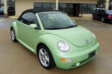 Example of Cyber Green paint on a 2005 Volkswagen Beetle convertible 2005 Volkswagen Beetle, Green Beetle Car Aesthetic, Green Convertible, Slug Bug, Vw Beetle Convertible, Vw New Beetle, Volkswagen Beetle Convertible, Bug Car, Volkswagen New Beetle