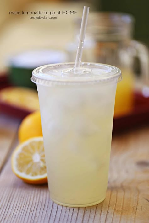 make lemonade to go at HOME createdbydiane.com How To Sell Lemonade, Raising Canes Lemonade Recipe, True Lemon Lemonade Recipe, Yakult Lemonade, Lemonade Cup, Fresh Lemonade Recipe, Lemonade Photography, The Best Lemonade, Everyday Exercises