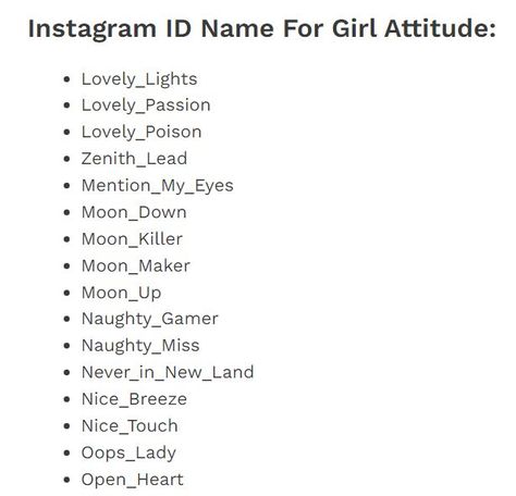 Instagram ID Name For Girl Attitude Indian Usernames For Insta, Instagram Id Name Ideas, Instagram Id Name For Girl, Instagram Id Name, Attitude Names For Instagram, Cool Usernames For Instagram, Islamic Names For Boys, Usernames For Instagram, Bad Girl Style