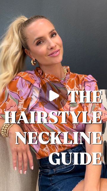 Ruthie Grace on Instagram: "HAIRSTYLE TIPS ON DIFFERENT NECKLINES 💁🏼‍♀️

Unlock the secret to perfecting your look! This is your go-to guide for pairing the right hairstyle with every neckline. Whether it’s a sleek updo with a high neck or soft waves for a plunging V-neck, we’ve got you covered. Which combo will you try first? 🌟 // shopruthiegrace.com" High Neckline Hairstyles, Neckline Hairstyles Guide, Neckline Guide, Hairstyle Tips, Different Necklines, Sleek Updo, Soft Waves, High Neckline, Neck Shirt