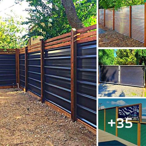 Zinc Fence Ideas, Corrugated Metal Fence, Metal Fencing, Home Idea, Fence Designs, Privacy Fence Designs, Building A Fence, Metal Fence, Corrugated Metal