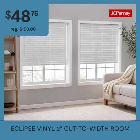 With the eclipse 2"" premium vinyl blind, achieve the perfect balance of filtered light and privacy. The cordless blinds for windows come with a decorative pvc head rail and bottom rail for support and durability. Easily adjust the lightweight window blind with minimum effort, simply raise or pull it down to the desired height by hand. Our vinyl blinds for windows are stylish window treatments available in multiple sizes and white color. Our window blinds are certified child-safe, making them p… Vinyl Blinds, Cordless Blinds, Mini Blinds, Window Blinds, The Eclipse, Shades Blinds, Blinds For Windows, Room Darkening, Kids Safe