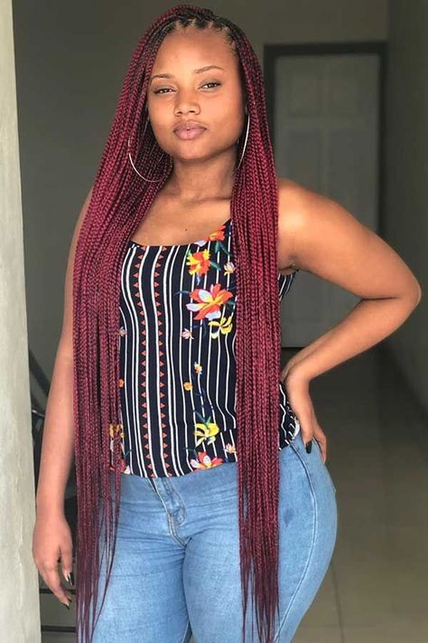 Small box braids are a great protective style when you need a break from styling your natural curls. Check out how you can rock this low maintenance look! Box Hairstyles, Burgundy Blonde Hair, Braids Large, Small Box Braids Hairstyles, Burgundy Box Braids, Braids Medium, Black Box Braids, Braids Knotless, New Natural Hairstyles