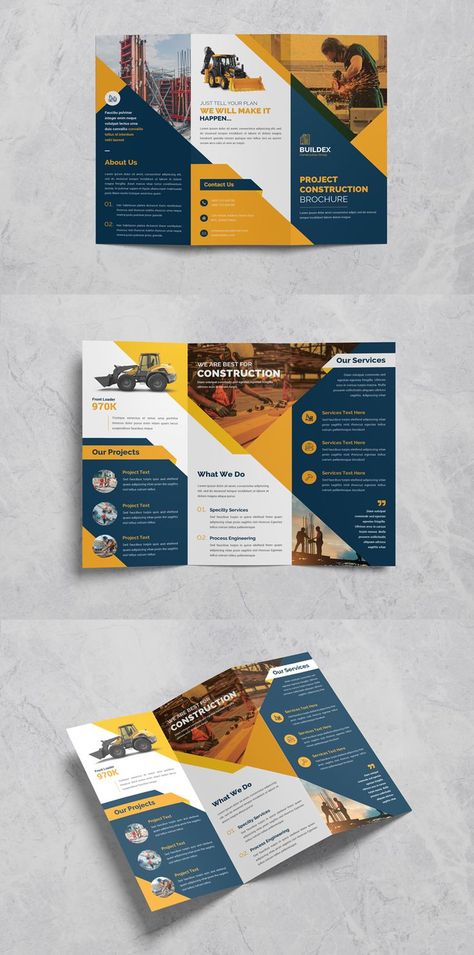 Architecture Project Brochure, Trifold Brochure Design Creative, Broucher Ideas Design, Construction Brochure Design, Architectural Brochure, Engineering Brochure, Construction Brochure, Company Brochure Design, Architecture Brochures