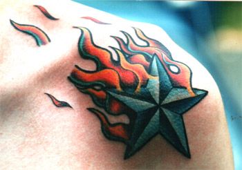 Star n fire Fire Star Tattoo, Meteor Tattoo Design, Flaming Star Tattoo, Star On Fire Tattoo, Shooting Star Tattoo Men, Flame Tattoos For Men, Ster Tattoo, Star Tattoos For Men, Best Tattoo Ideas For Men