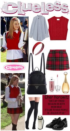 Clueless Iconic Outfits, Cher's Outfits Clueless, Clueless Fashion Inspiration, Cher Outfits Clueless Style, Clueless Movie Outfits, Clueless Accessories, Cluesses Outfits, 90s Movies Outfits, Cher Clueless Outfit Inspiration