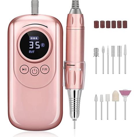 Amazon.com: Rechargeable 35000 RPM Nail Drill, Portable E File Nail Drill, Cordless Professional Electric Nail File Kit with 11 Nail Drill Bits for Acrylic, Gel Nails, Manicure Pedicure, Polishing Shape : Beauty & Personal Care Gel Nails Manicure, Acrylic Nail Drill, Nail Polish Remover Pads, Remove Acrylic Nails, Nail Drill Bits, Electric Nail File, Nail Drill Machine, Acrylic Gel, Nail Jewelry