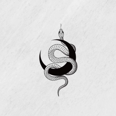 Moon And Snake, Snake Logo, Snake Tattoo Design, Snake Tattoo, Moon Design, Get A Tattoo, Moon Tattoo, Shoulder Tattoo, Tattoo Designs