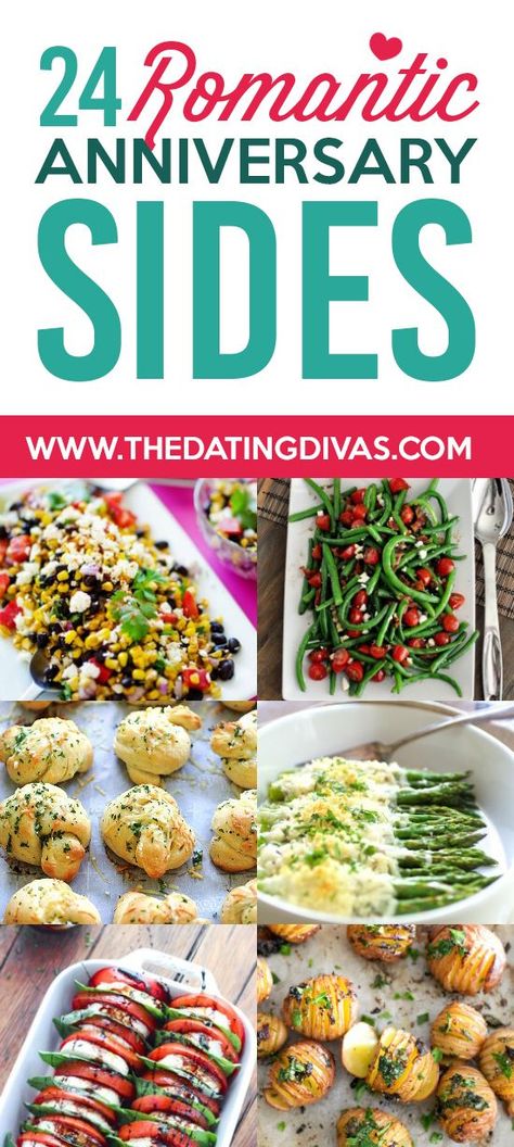 Romantic Anniversary Dinner Sides- the perfect side dishes and recipes for a special, romantic anniversary dinner Anniversary Dinner Ideas, Easy Romantic Dinner, Dinner Date Recipes, Anniversary Food, Easy Dinners For Two, Night Dinner Recipes, Date Night Recipes, 2 Year Anniversary, Romantic Dinner Recipes