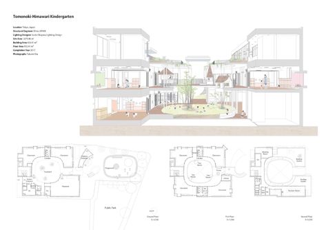 Gallery of Tomonoki-Himawari Kindergarten / MAMM DESIGN - 13 Commerzbank Tower, Kindergarten Classroom Layout, Classroom Planning, Shop Drawing, Kindergarten Design, Classroom Layout, School Plan, Architectural Section, Education Architecture