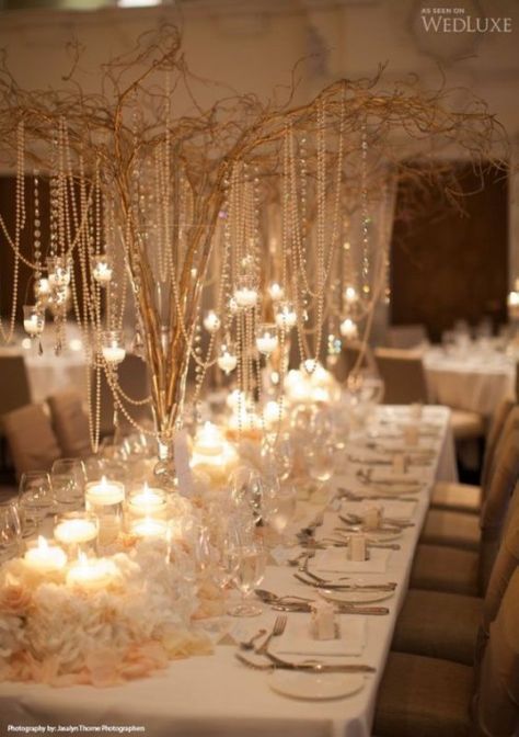 31 Prettiest Pearl Wedding Inspirational Ideas Tafel Decor, Gladioli, Winter Wedding Colors, Winter Candle, Gatsby Wedding, Wedding Winter, Long Table, The Great Gatsby, Pearl Wedding