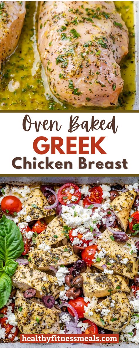 Greek Feta Chicken Recipes, Baked Feta Chicken Recipes, Greek Chicken Keto, Chicken Recipes With Feta Cheese, Meditterean Recipes Chicken, Baked Greek Chicken Recipes, Oven Baked Mediterranean Chicken, Greek Chicken Baked Easy, Greek Chicken One Pan Dinner