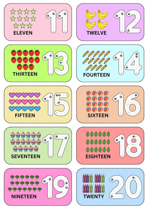 Number For Kid, Numbers 1-20 Flashcards, Number Flash Cards 1-20, Numbers 1 20 Printables, Numbers From 1 To 20 Worksheets, Educational Printables For Kids, Number 1-20, Numbers Preschool Printables 1-20, Learning Numbers 1-10 Free Printables