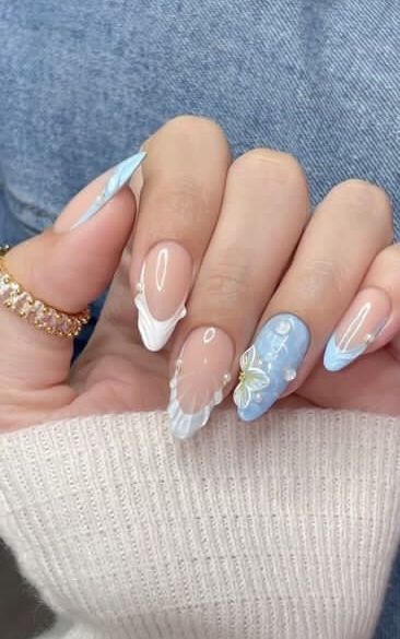 Ongles Beiges, Beach Themed Nails, Shell Nails, Seashell Nails, Summery Nails, Girly Acrylic Nails, Vacation Nails, Beach Nails, Nail Inspiration