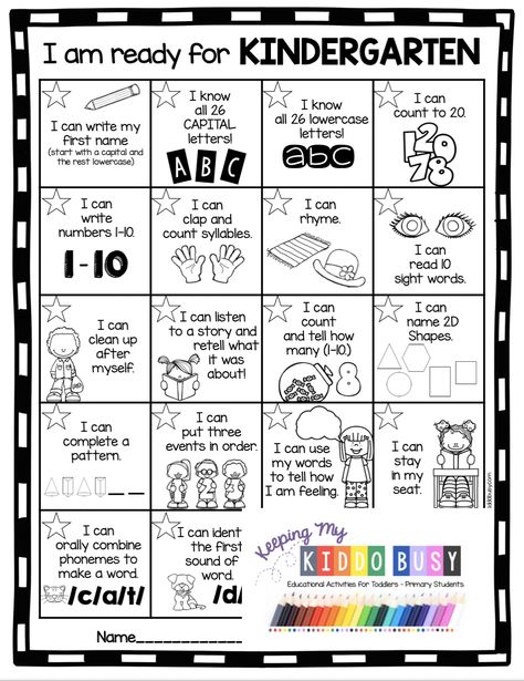 Get Kindergarten Ready, Prek Skills Activities, Readiness For Kindergarten, Prek Kindergarten Activities, Preschool Knowledge Checklist, Preschool Testing Free Printable, Preschool Ready Checklist, Junior Kindergarten Checklist, What Preschoolers Need To Know