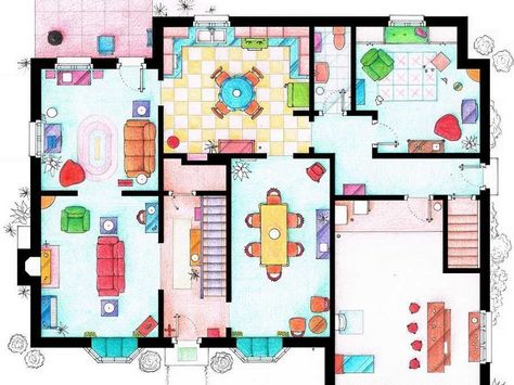Simpsons House, Modern Family Tv Show, Tv Show House, Spanish Interior, Lucy And Ricky, Favorite Tv Characters, Famous Houses, Miami Houses, House Blueprints