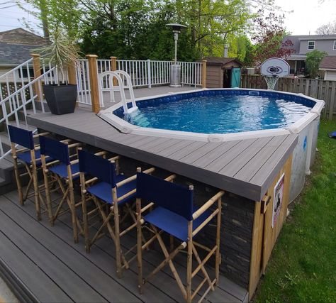 Pool Bar Ideas, Pools Ideas, Decks Around Pools, Diy Above Ground Pool, Tile Pool, Pool Outfit, Pool Decking, Pool Deck Plans, Cheap Pool