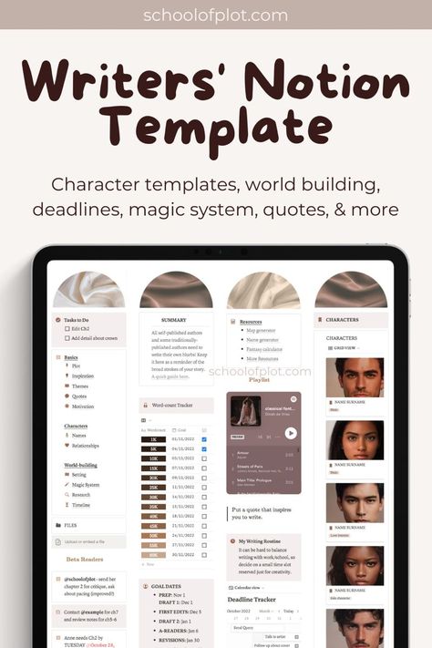 #Writing_Notion_Template #Writing_Notion #Notion_Template_Dashboard #Novel_Planner Writing Notion, Notion Template Dashboard, Book Writing Template, Notion Template For Work, Book Planning, Novel Planner, Notion Setup, Writing Planning, Writing Inspiration Tips