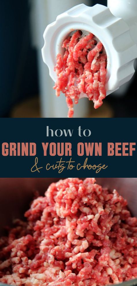 Simple method for grinding your own beef for burgers and other recipes Best Meat To Grind For Burgers, Making Ground Beef, Grind Your Own Hamburger Meat, Kitchenaid Meat Grinder Recipes, Cheek Meat Recipes, Meat Grinder Recipes, Kitchenaid Meat Grinder, Grinding Meat, Homemade Ground Beef