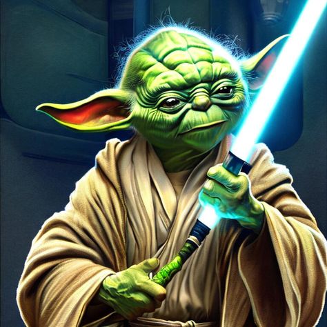 Neural Canvas - AI Comic Generator. Yoda With Lightsaber, Master Yoda, Jedi Order, Star Character, Star Wars Yoda, Star Wars Images, Lightsaber, Mobile Legends, Star Wars Art