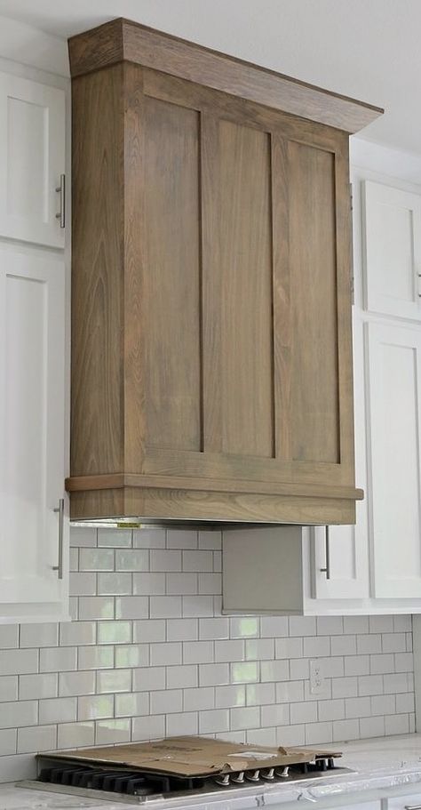 Craftsman Hood Vent, Stove Hoods Ideas Oven Range Wood, Custom Wood Range Hood, Stained Wood Range Hood, 48” Range Hood, Wood Vent Hoods Kitchen, Stove Range Hood Ideas, Kitchen Vent Hood Ideas Wood, Wooden Hood Vent Cover