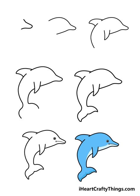 How to Draw A Dolphin – A Step by Step Guide Dolphin Simple Drawing, How To Draw A Dolphin Easy, How To Draw A Dolphin Step By Step, How To Draw A Dolphin, Dolphin Drawing Simple, Dolphin Painting Easy, How To Draw Sea Creatures, Dolphin Drawing Easy, Cute Dolphin Drawing