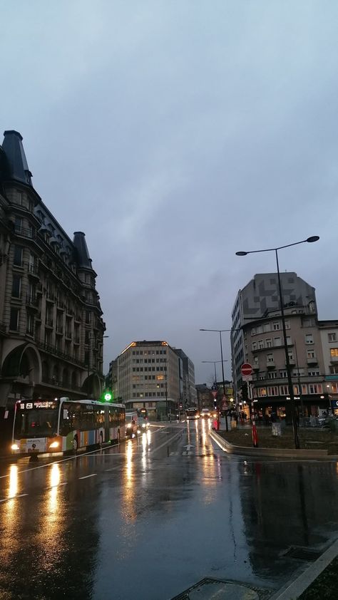 Rainy days in Luxembourg Luxembourg Photo Ideas, Luxembourg City Aesthetic, Luxembourg Aesthetic, Rainy Day City, Street Lamp Post, Luxembourg City, Vision Board Images, Aesthetic Places, Europe Aesthetic