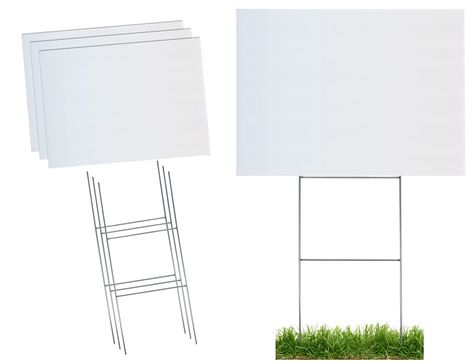 PRICES MAY VARY. COMPLETE DESIGN YOUR OWN YARD SIGN KIT! Our sign kit comes complete with 3 large 18” x 24” blank white 4mm corrugated plastic (Coroplast) and 3 strong 9 gauge, galvanized steel 10” x 24” H Frame Yard Stakes. DURABLE & HEAVY DUTY Our heavy duty 4mm Coroplast Corrugated Plastic Yard Signs are all weather, waterproof and wind resistant. The H frame metal step sign stakes are made of durable 9 gauge galvanized steel wire. Galvanized wire is a stainless steel wire that is coated with Metal Steps, Directional Signage, Corrugated Plastic, Yard Sign, Stainless Steel Wire, Blank White, Yard Sale, Yard Signs, Galvanized Steel