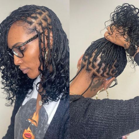 Boho Tribals With Knotless Braids Bob, Knotless Boho Box Braid Bob, Bob With Fishtail Braid Black Women, Braids In A Bob Style Black Women, Bob With Rat Tail Braids, Latest Braided Hairstyles, Protective Style Braids, Bob Braids Hairstyles, Braided Hairstyles For Black Women Cornrows