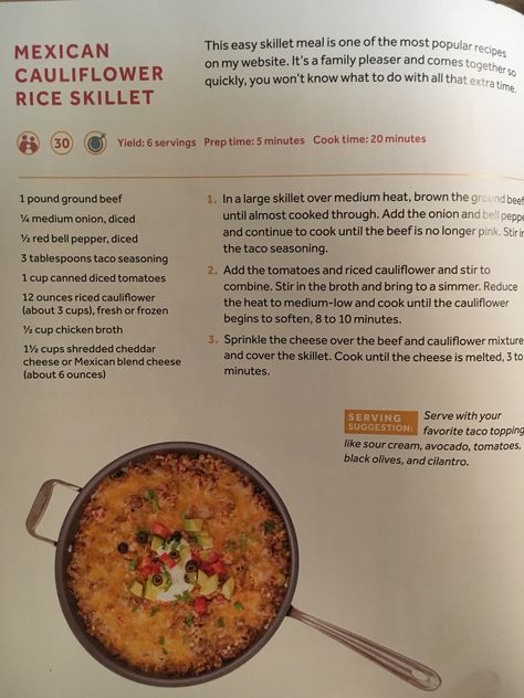 Carolyn Ketchum, Cauliflower Rice Skillet, Mexican Cauliflower Rice, Mexican Cauliflower, Keto Sides, Rice Skillet, Gluten Free Main Dishes, Low Carb Protein, Keto Dinners