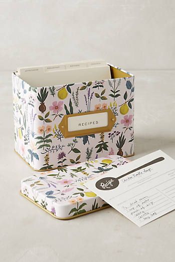 Spring Garden Recipe Tin Best Engagement Gifts, Anthropologie Spring, Engagement Party Diy, Recipe Holder, Recipe Tin, Engagement Party Gifts, Engagement Gifts For Couples, Garden Recipes, Engagement Party Invitations