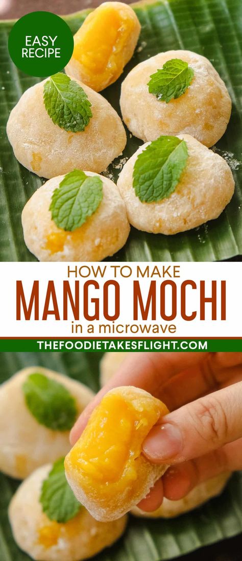 Easy Mango Mochi Passion Fruit Mochi, Peach Mochi Recipe, How To Make Homemade Mochi, Diy Mochi Ice Cream, Healthy Mochi Recipe, Simple Mochi Recipe, Mochi Easy Recipe, Japanese Desserts Easy, Mochi Filling Recipe