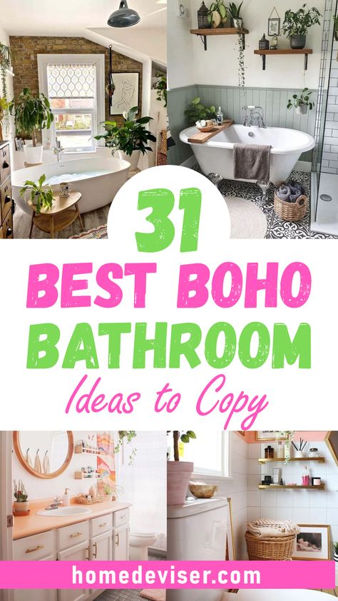 31 Best Boho Bathroom Ideas! Seeking a bathroom makeover that's equal parts chic and relaxed? Look no further than these Boho Bathroom Ideas that promise to infuse your space with soulful charm. From intricate patterns to cozy textiles, you'll explore a world where free-spirited style meets soothing sanctuary. Let your imagination run wild and let Boho Bathroom Ideas guide you toward an oasis of comfort and expression. Boho Glam Bathroom, Colorful Boho Bathroom, Boho Chic Bathroom Decor, Boho Chic Bathroom, Modern Boho Bathroom, Earthy Bathroom, Curtain Alternatives, Bohemian Shower Curtain, Cortinas Boho