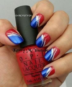 Husker Nails, Nails Red White And Blue, Patriotic Nails Design, Flag Nails, Patriotic Nails, Usa Nails, Fourth Of July Nails, Dip Nail, Fingernail Designs