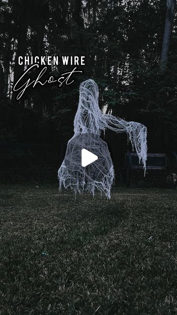 75K views · 8.4K likes | Emily Haufler | DIY & Home Design on Instagram: "Here’s my best attempt at a DIY floating chicken wire ghost tutorial 👻 This ghost joined my other chicken wire bride last week after I swore I didn’t have the strength to make another one 😂 But she was worth it! Also: did you catch the arch lights I finally added?!" Cute Ghost Decoration Outdoor, Chicken Wire Halloween Ghosts, Garden Ghost Chicken Wire, How To Make Chicken Wire Sculptures, Diy Ghost From Chicken Wire, Yard Ghosts Diy Chicken Wire, Halloween It Decorations Diy, Chicken Wire Dancing Ghost, Ghost Outside Decorations