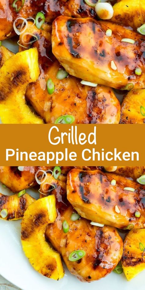 Grilled Pineapple Chicken Recipe - CUCINA DE YUNG Pineapple Marinade, Pineapple Chicken Recipe, Tropical Chicken, Grilled Pineapple Chicken, Honey Barbecue Sauce, Pineapple Chicken Recipes, Pickled Red Onion, Recipes Grilling, Barbecue Chicken Recipe