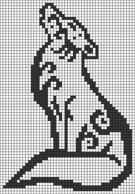 Wolf Pixel Art Grid, Wolf Alpha Pattern, Wolf Pixel Art, Pixel Art Chat, Pixel Art Stitch, C2c Crochet Pattern Free, Modele Pixel Art, Tattoo Animal, Celtic Weave