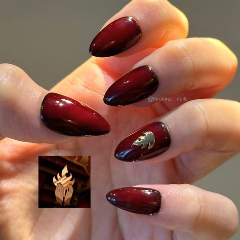 ❤️🔥 Zuko Fire Nation ATLA Inspired Burgundy Red Press-On Nails ⟢ !! DELIVERY WITH TRACKING INCLUDED !! - Set comes with 10 press-on nails  - Set includes cuticle pusher, alcohol pad, glue/ adhesive tabs and nail buffer - Press on nails usually lasts up to 1-3 weeks depending on use and application - No refunds  If you choose to custom size your nails, please dont forget to provide your size I will not be responsible for wrong nail sizing, please make sure you measure your nails properly before ordering. Feel free to message me if you have any questions or concerns! You can follow me on instagram: @kirakira._.nails Atla Nails, Nails Hand Painted, Fire Nation, Nail Buffer, Cuticle Pusher, Nail Sizes, Long Acrylic Nails, Burgundy Red, Swag Nails