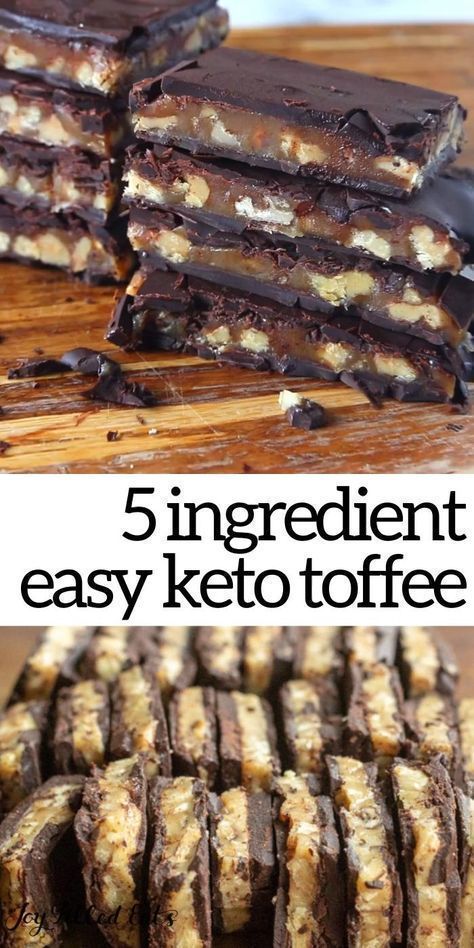 This homemade keto toffee is so easy but so satisfying! It looks and tastes like the expensive bark in fancy chocolate shops. This buttery walnut sugar-free toffee candy has only 5 ingredients plus salt and takes minutes. Even if you've never made candy before, you can make this! Keto Toffee, Dolce Poche Calorie, Dessert Sans Gluten, Toffee Bars, Postre Keto, Keto Candy, Low Carb Snack, Keto Cake, Keto Brownies