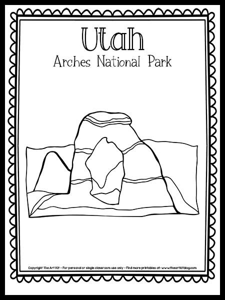 Utah Coloring Pages, National Park Coloring Page, Utah Activities, Free Coloring Pictures, Coloring Page Free Printable, Utah Arches, The 50 States, State Symbols, Theme Days