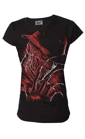 Darkside Freddy T-Shirt Show some appreciate for classic horror with this awesome Freddy t-shirt from Darkside! This graphic tee features a detailed print of Freddy Krueger in red against black, with th... Gothic Shirts, Nightmare On Elm Street, Freddy Krueger, Super Cute Dresses, Gothic Outfits, Mens T, Cotton Tshirt, Collar Styles, Womens Shirts