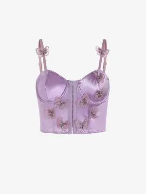 $14.49 USD Butterfly Corset, Old Wardrobe, Satin Corset Top, Butterfly Applique, Butterfly Decor, Satin Corset, 3d Butterfly, Shape Wear, Bodycon Floral Dress