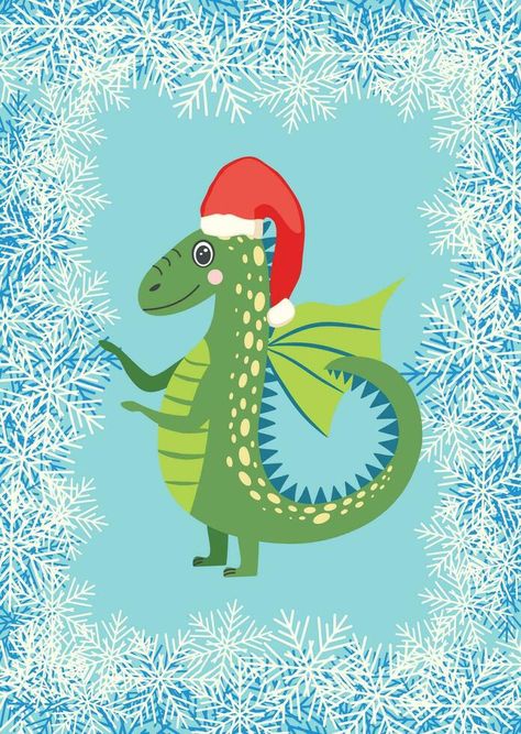 Dragon Year, Green Dragon, Year Of The Dragon, The Dragon, The Christmas, Christmas Card, Vector Art, Vector Free, Christmas Cards