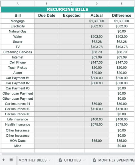 Business Monthly Expense Sheet, Household Bills Organization, Personal Finance Excel Sheet, Bills Vs Expenses, Household Budget Template Excel, Home Expenses Spreadsheet, How To Track Business Expenses, Spending Tracker Categories, How To Split Bills With Spouse