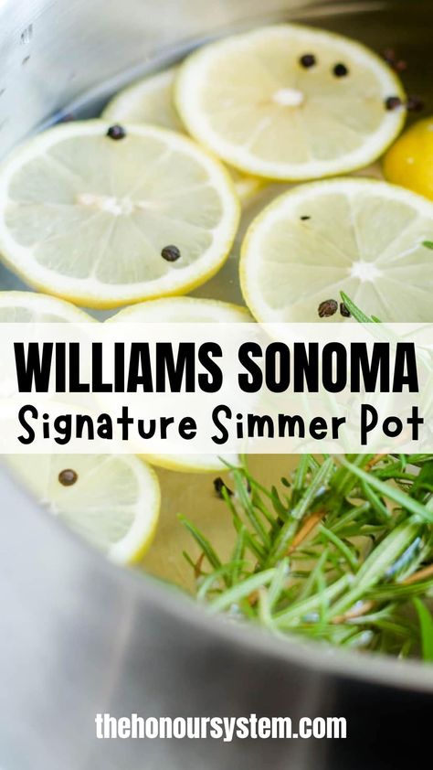 Fill the air in your home with an aromatic, woodsy, and citrusy fragrance, just like you would experience at Williams Sonoma. This inspired Williams Sonoma signature simmer pot recipe is easy, fresh, and non-toxic, and your space will smell like a luxury store. Simmering Potpourri Recipes Williams Sonoma, Make Your Home Smell Like Williams Sonoma, Diy Williams Sonoma Scent, House Simmer Pot, Fresh Smelling Simmer Pot, How To Make Your House Smell Like Williams Sanoma, William And Sonoma Scent, Fragrance Simmer Pot, Simmer Pot Williams Sonoma