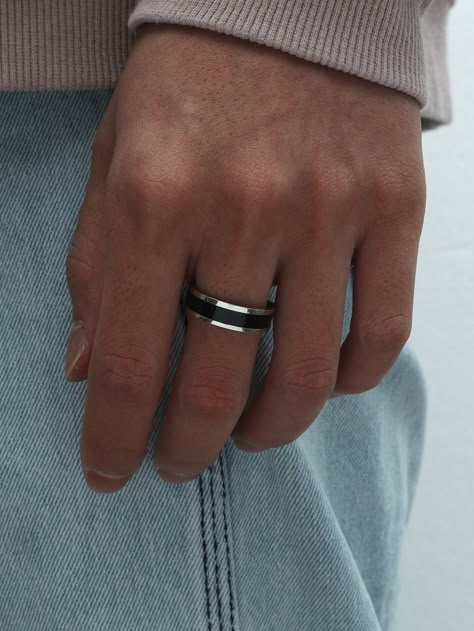 Mens Accessories Necklace, Metal Men, Two Tone Ring, Wrist Tattoos For Guys, Mens Cross Necklace, Mens Silver Jewelry, Men Rings, Mens Rings Fashion, Mens Fashion Jewelry