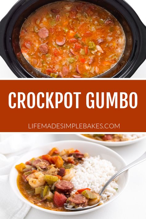 Crockpot Gumbo Recipe, Crockpot Gumbo, Gumbo Slow Cooker, Gumbo Recipe Crockpot, Gumbo Crockpot, Gumbo Ingredients, Life Made Simple, Cajun Dishes, Cajun Food